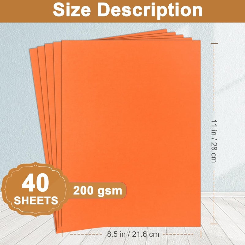 Silunkia 40 Sheets Orange Cardstock 8.5 x 11 Craft Paper, 75lb Premium Pumpkin Card Stock Printer Paper for DIY Cards Making, Certificates, Invitations, Scrapbooking, Party Decorations - Image 2